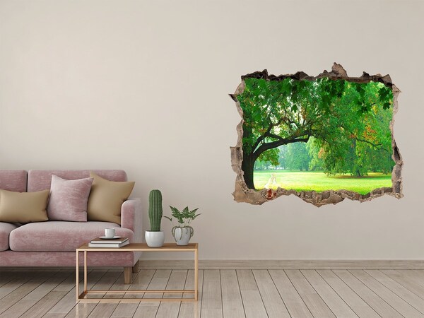 Pegatina de vinilo agujero 3d para pared Parque verde bajo el sol