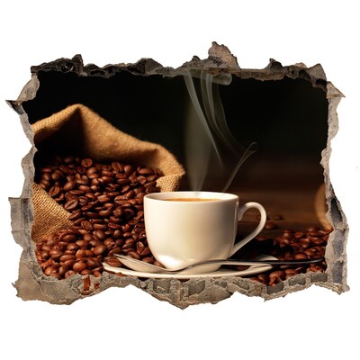 Pegatina de vinilo agujero 3d para pared Café en el corazón de los granos