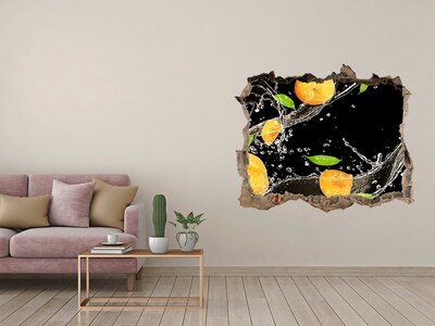 Pegatina de vinilo agujero 3d para pared Cascada de frutas en un agujero en la pared