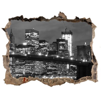 Fototapeta dziura na ścianę 3d Widok na Nowy Jork nocą