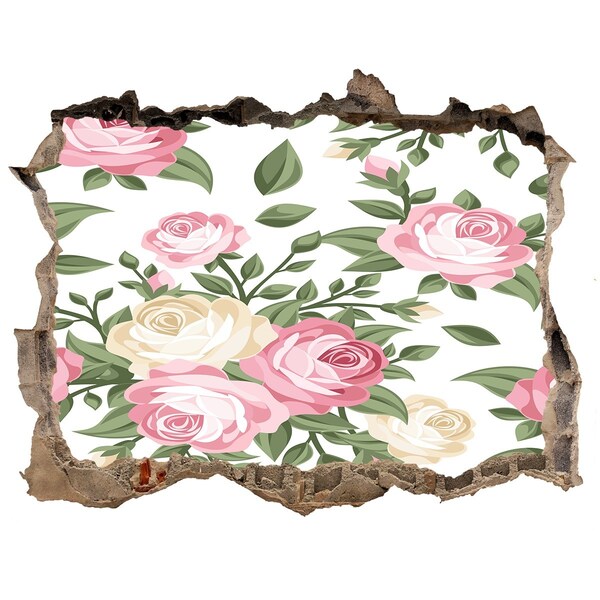 Naklejka 3D dziura na ścianę samoprzylepna Kwiatowy ogród w dziurze w ścianie