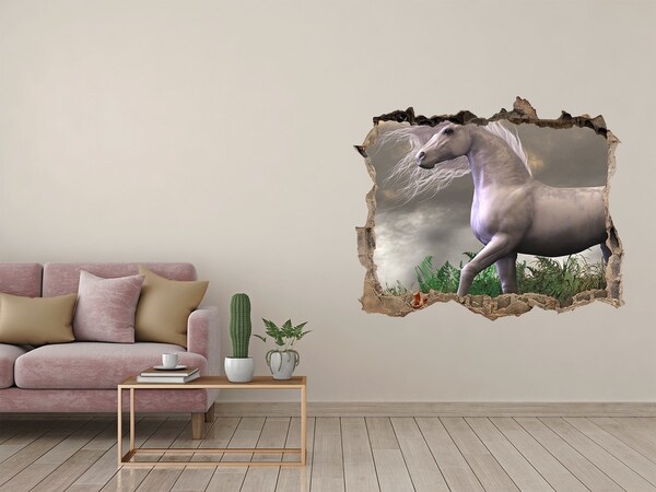 Vinilo pared rota 3d efecto realista Un caballo mítico en un paisaje mágico