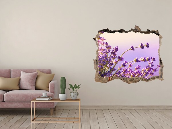 Trampantojo de pared rota efecto profundidad Flores de lavanda a la luz de la mañana