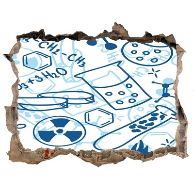 Pegatina de vinilo agujero 3d para pared Laboratorio de ciencias