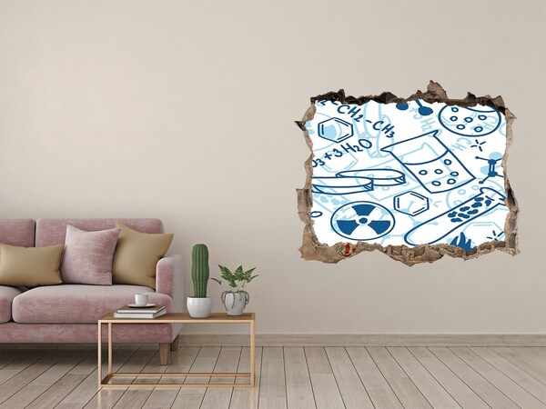 Pegatina de vinilo agujero 3d para pared Laboratorio de ciencias