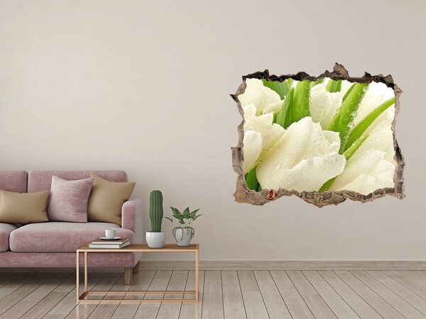 Vinilo pared rota 3d efecto realista Tulipanes en hormigón
