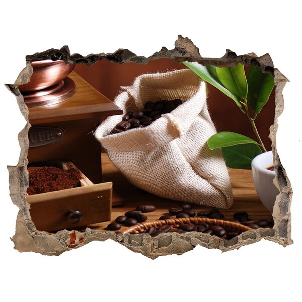 Naklejka 3D dziura na ścianę Kawa w domowym zaciszu