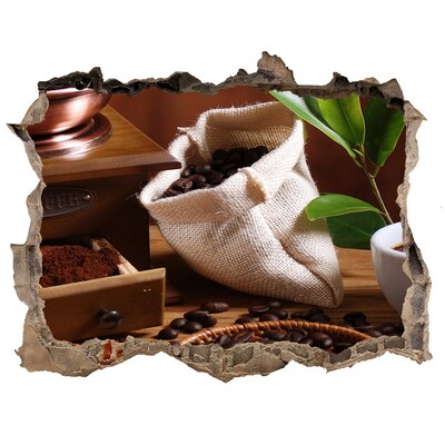 Naklejka 3D dziura na ścianę Kawa w domowym zaciszu