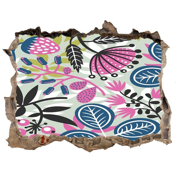 Pegatina de vinilo agujero 3d para pared Jardín tropical en un agujero