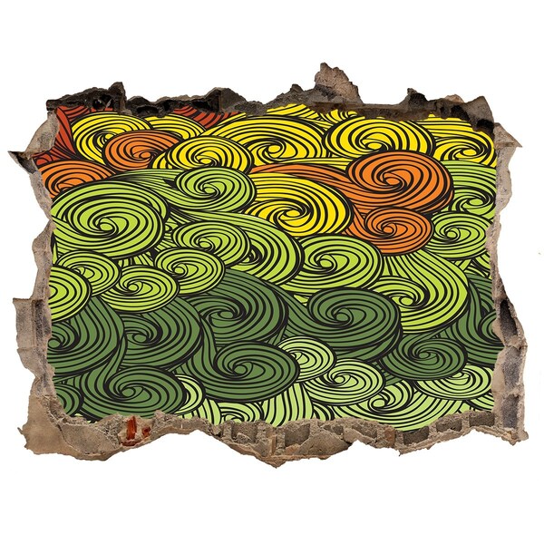 Pegatina de vinilo agujero 3d para pared Remolinos de colores en la pared