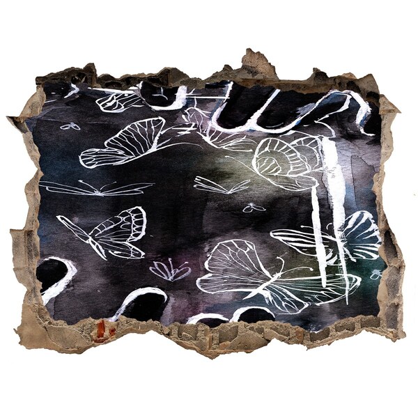 Dziura 3d fototapeta ścienna Motyle w magicznej przestrzeni