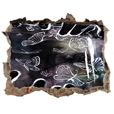 Pegatina de vinilo agujero 3d para pared Mariposas en un espacio mágico