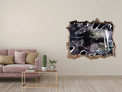 Pegatina de vinilo agujero 3d para pared Mariposas en un espacio mágico