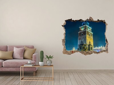 Vinilo pared rota 3d efecto realista Torre del Reloj de Cracovia