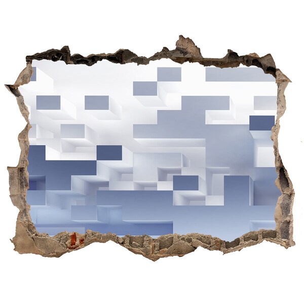 Pegatina de vinilo agujero 3d para pared Espacio abstracto en tonos azules