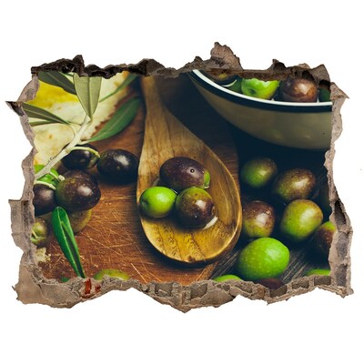Trampantojo de pared rota efecto profundidad Aceitunas en la cocina