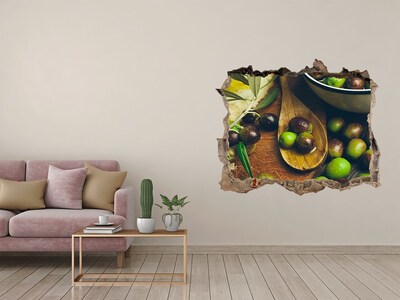 Trampantojo de pared rota efecto profundidad Aceitunas en la cocina