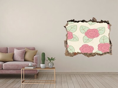 Trampantojo de pared rota efecto profundidad Patrón floral en la pared
