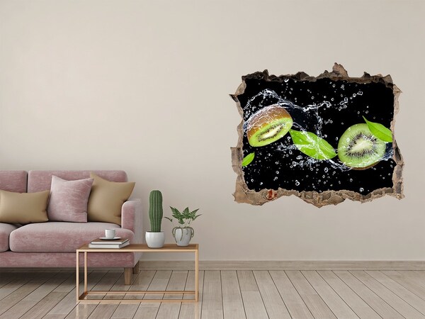 Vinilo pared rota 3d efecto realista Cascada de kiwi
