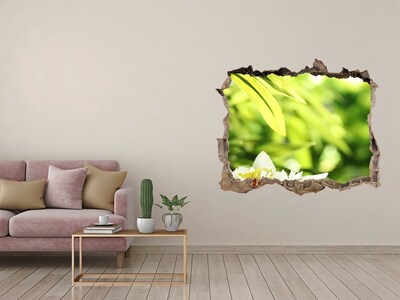 Trampantojo de pared rota efecto profundidad Una flor en un jardín verde