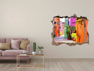 Pegatina agujero en la pared autoadhesiva Una calle colorida en México