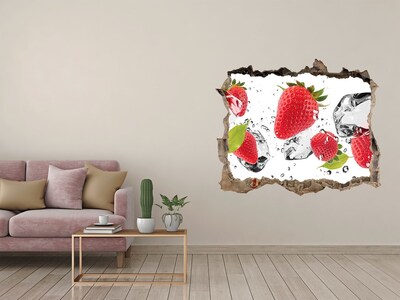 Pegatina de vinilo agujero 3d para pared Paraíso de frutas con hielo