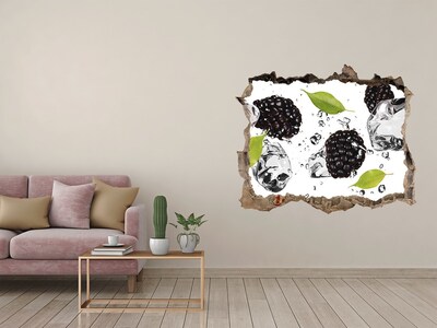 Vinilo pared rota 3d efecto realista Explosión de fruta en hormigón