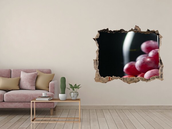Pegatina de vinilo agujero 3d para pared Uvas en un agujero en la pared