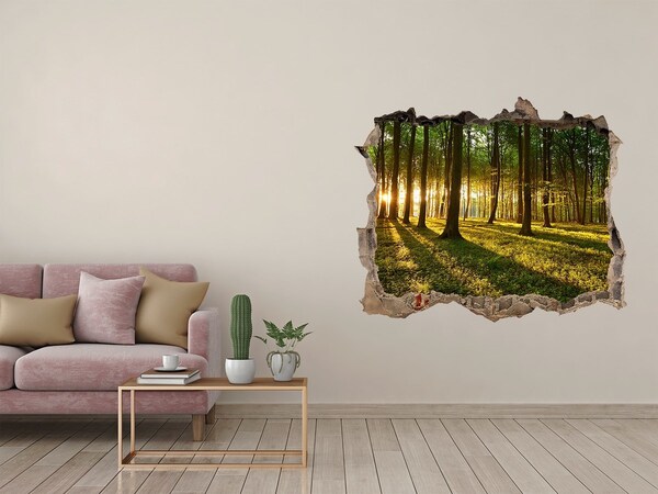 Vinilo pared rota 3d efecto realista Bosque dorado por la mañana