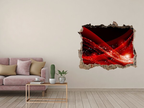 Vinilo pared rota 3d efecto realista Remolino rojo en hormigón