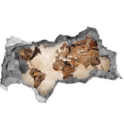 Trampantojo de pared rota efecto profundidad Una pared dañada con un mapa del mundo