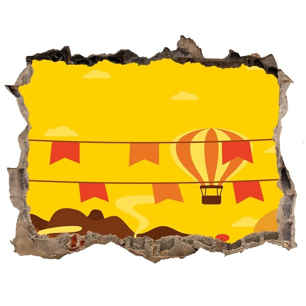 Pegatina de vinilo agujero 3d para pared Paisaje de globos en las montañas