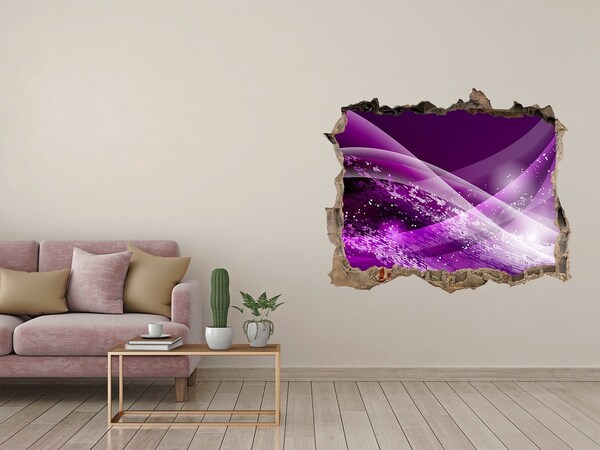 Vinilo pared rota 3d efecto realista Espacio morado en la pared