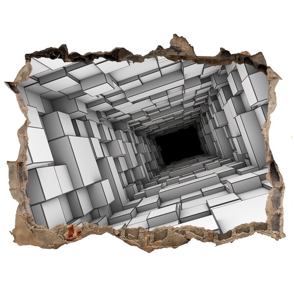 Pegatina de vinilo agujero 3d para pared El interior del laberinto del cubo