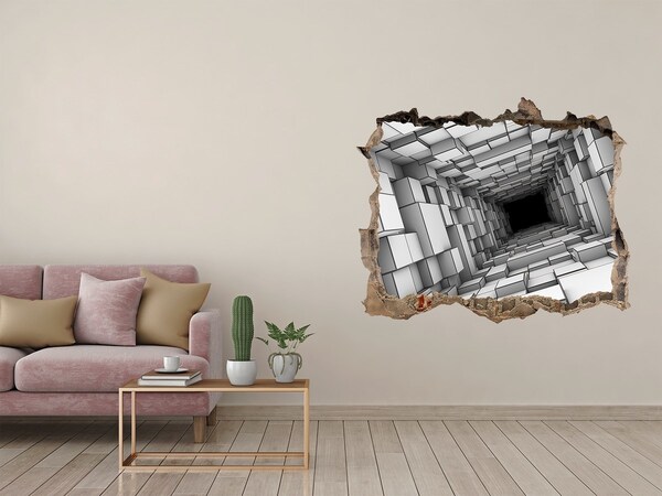 Pegatina de vinilo agujero 3d para pared El interior del laberinto del cubo