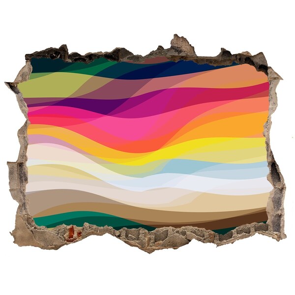 Pegatina de vinilo agujero 3d para pared Ondas de colores sobre un fondo de hormigón