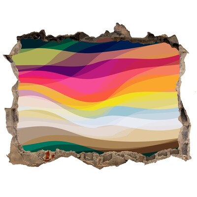 Pegatina de vinilo agujero 3d para pared Ondas de colores sobre un fondo de hormigón