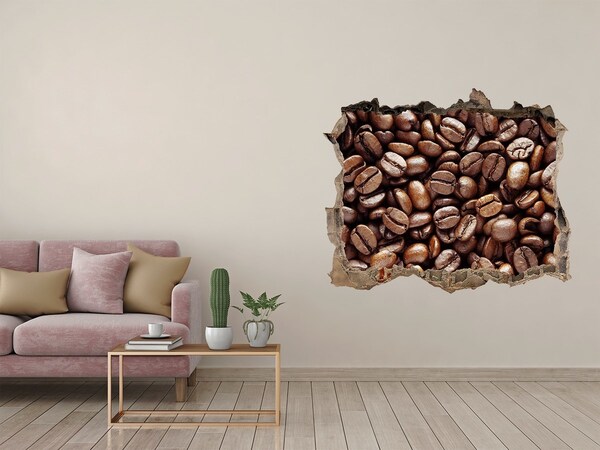 Vinilo pared rota 3d efecto realista Café en un agujero en la pared