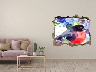 Dziura 3d fototapeta naklejka Ptak w kolorowej kompozycji