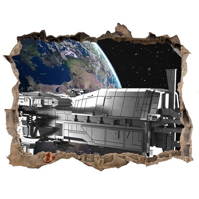 Pegatina agujero en la pared autoadhesiva Una nave espacial en el cielo