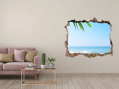 Pegatina de vinilo agujero 3d para pared Paraíso tropical junto al mar