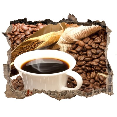 Naklejka 3D dziura na ścianę Kawa z ziarnami