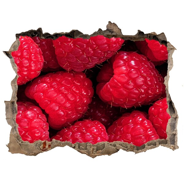 Pegatina de vinilo agujero 3d para pared Frambuesas en hormigón