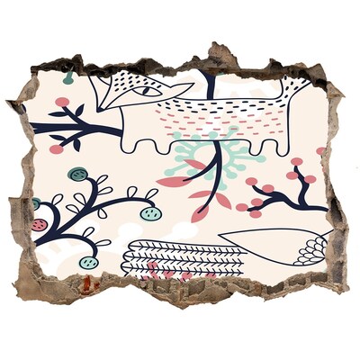 Dziura 3d fototapeta naklejka Kwiatowy wzór z elementami natury