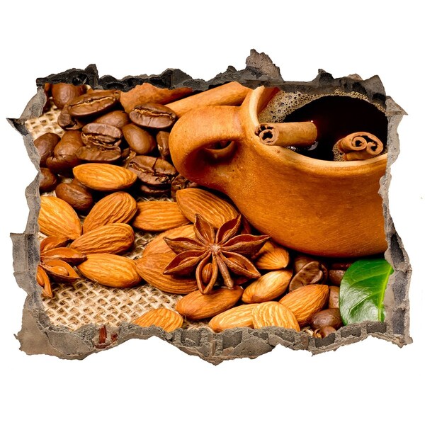 Vinilo pared rota 3d efecto realista Café y especias en estilo rústico