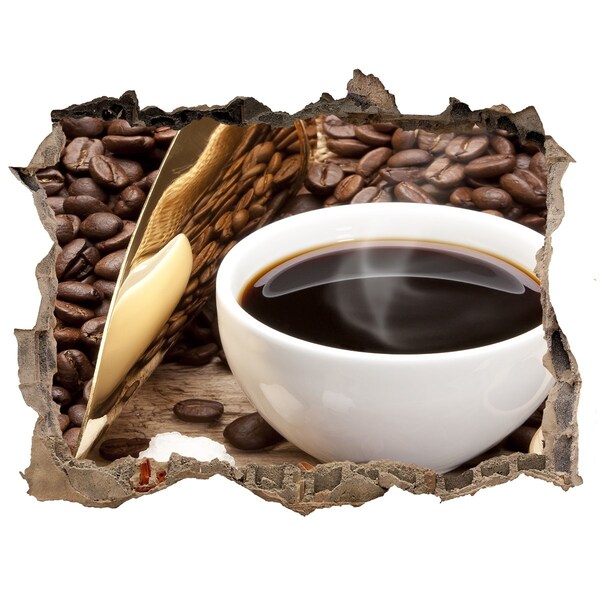 Vinilo pared rota 3d efecto realista Café en plena naturaleza