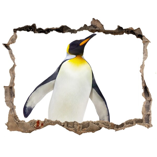 Pegatina de vinilo agujero 3d para pared Pingüino en un agujero en la pared
