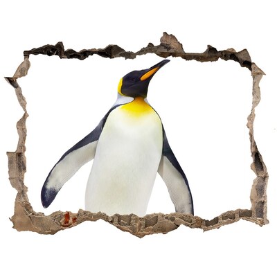 Pegatina de vinilo agujero 3d para pared Pingüino en un agujero en la pared