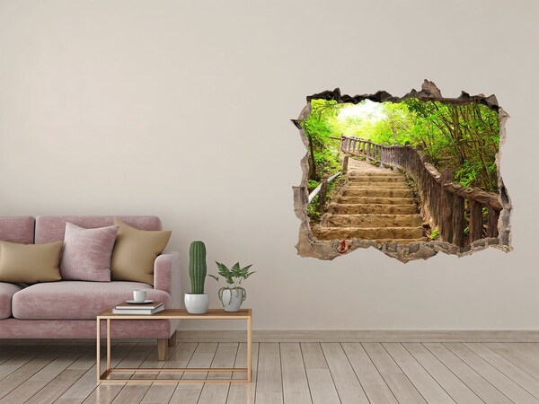 Vinilo pared rota 3d efecto realista Sendero forestal en las montañas