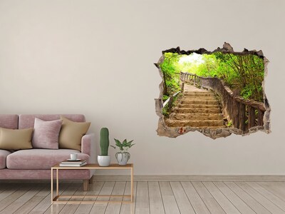 Vinilo pared rota 3d efecto realista Sendero forestal en las montañas